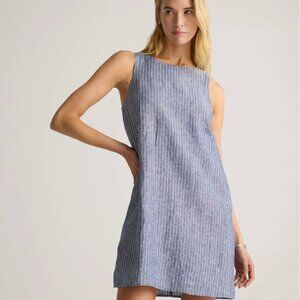 Quince 100% European Linen Tank Mini Dress Chambray Stripe Size L